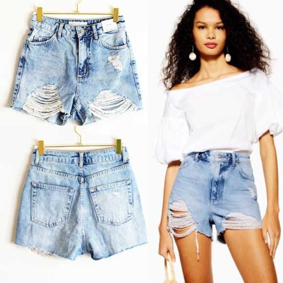 Topshop Pants - Topshop Ripped Denim Mom Shorts 2
